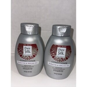 Pure Silk Spa Therapy Keratin & Argan Oil Conditioner 14oz Lot of 2 Bottles